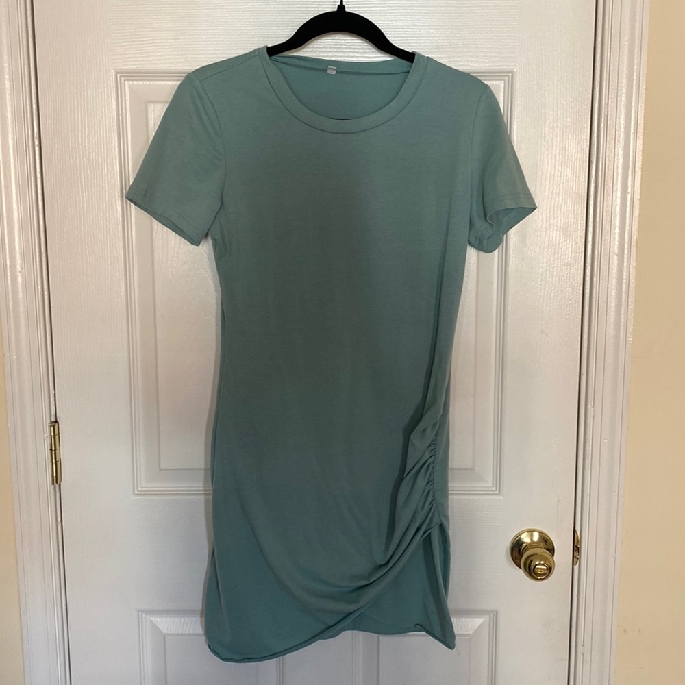 Turquoise fitted t shirt dress